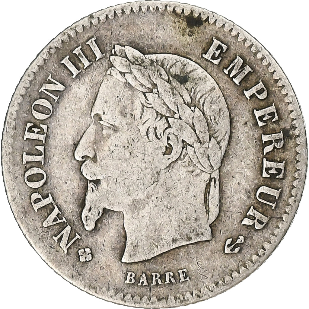 Frankreich, Napoleon III, 20 Centimes, Napoléon III, 1867, Strasbourg, Silber