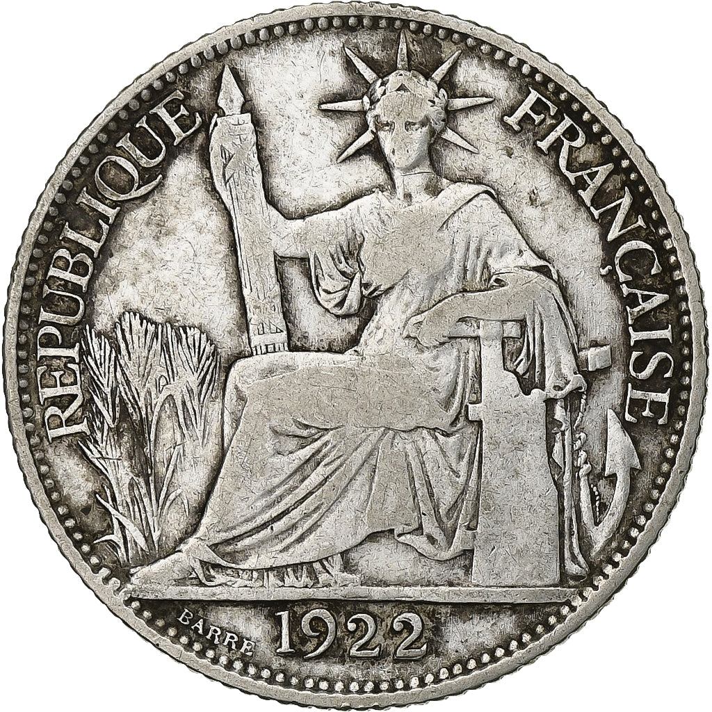 French Indo-China, 20 Cents, 1922, Paris, Silver, VF(30-35), Lecompte:222