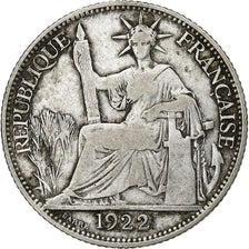 French Indo-China, 20 Cents, 1922, Paris, Silver, VF(30-35), Lecompte:222