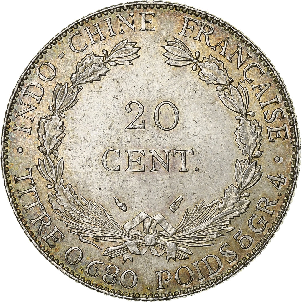 Indochine française, 20 Cents, 1937, Paris, Argent, SUP, Lecompte:236, KM:17.2