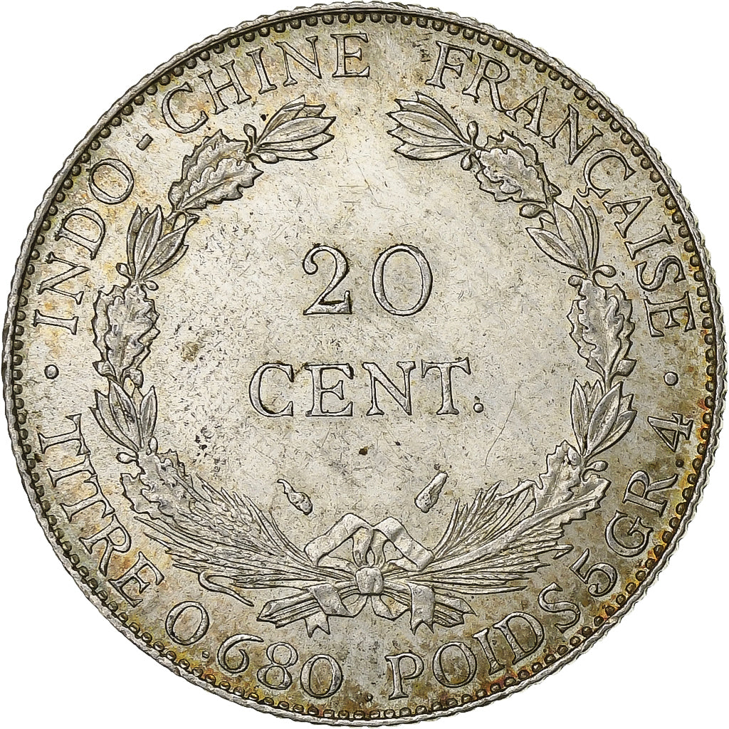 Indocia Francese, 20 Cents, 1937, Paris, Argento, SPL-, Lecompte:236, KM:17.2