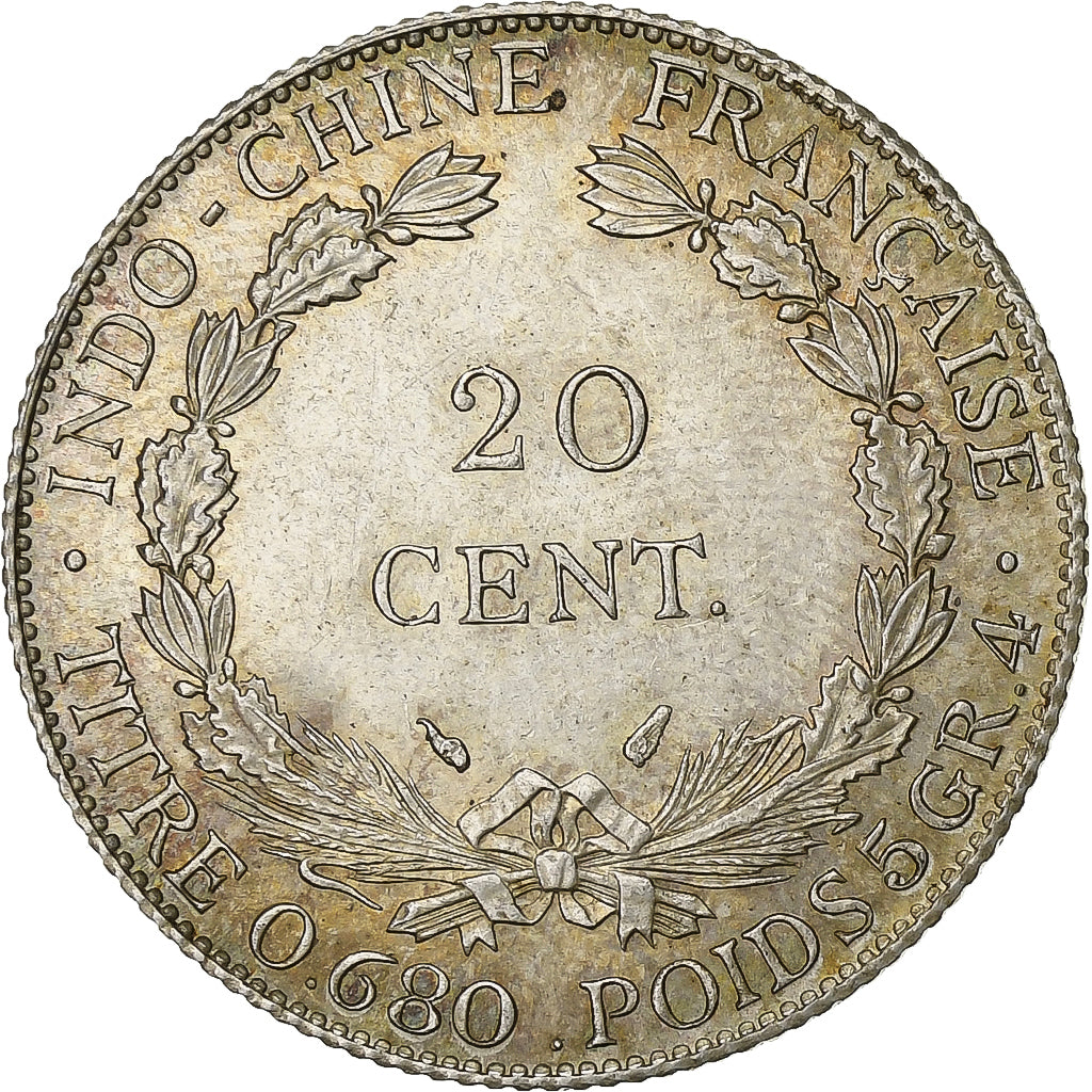 Indocia Francese, 20 Cents, 1937, Paris, Argento, SPL-, Lecompte:236, KM:17.2