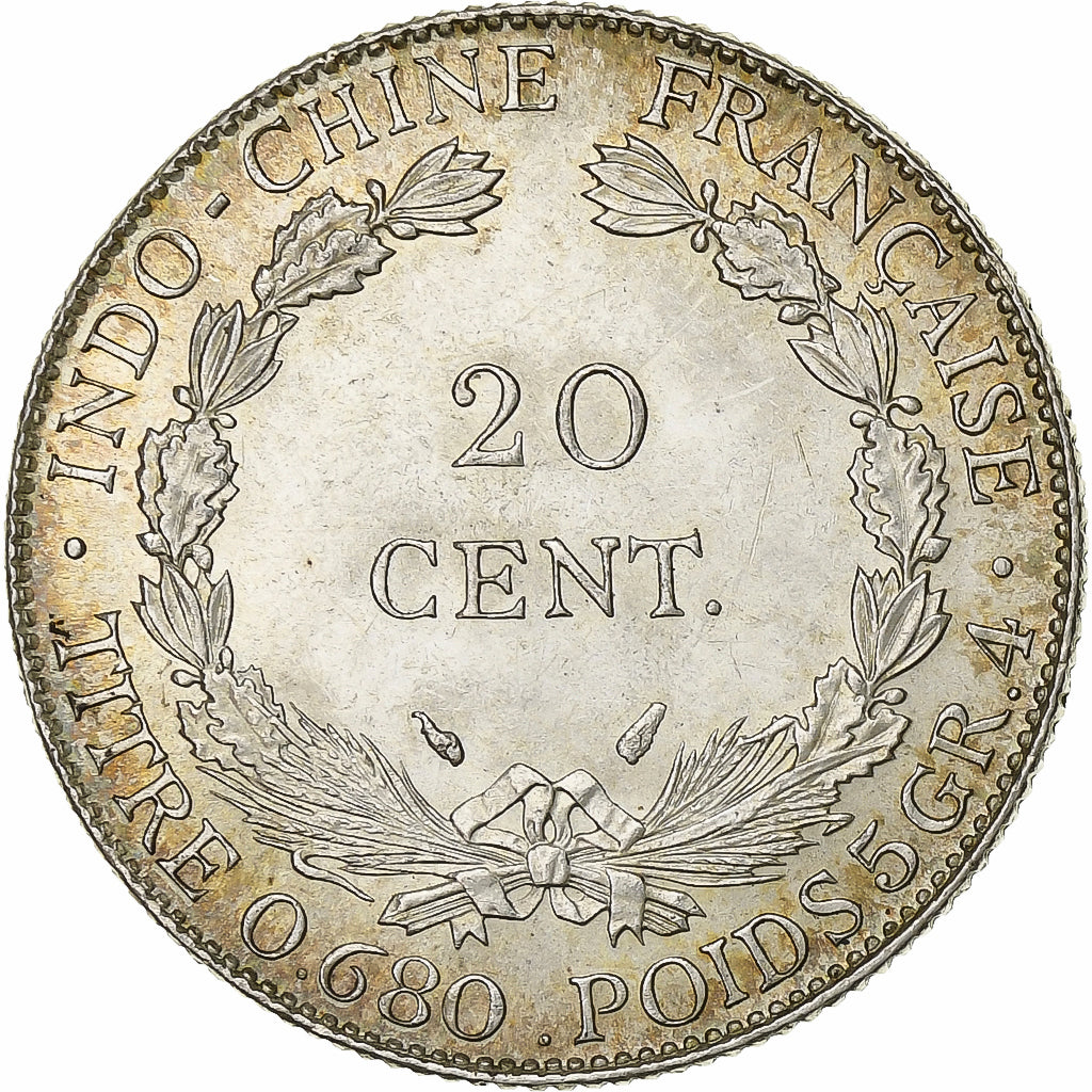 Indocia Francese, 20 Cents, 1937, Paris, Argento, SPL-, Lecompte:236, KM:17.2