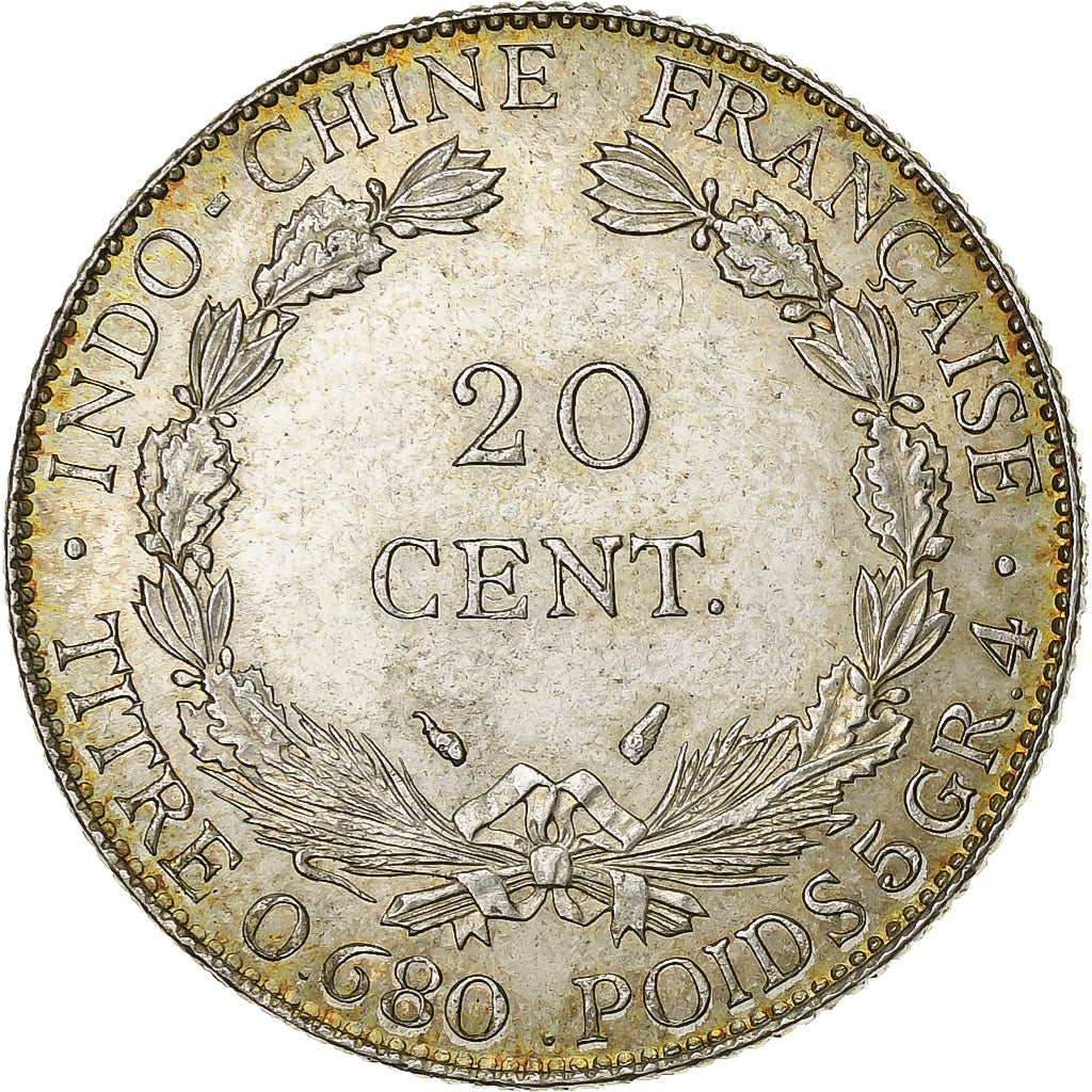 Indochine française, 20 Cents, 1937, Paris, Argent, SUP, Lecompte:236, KM:17.2