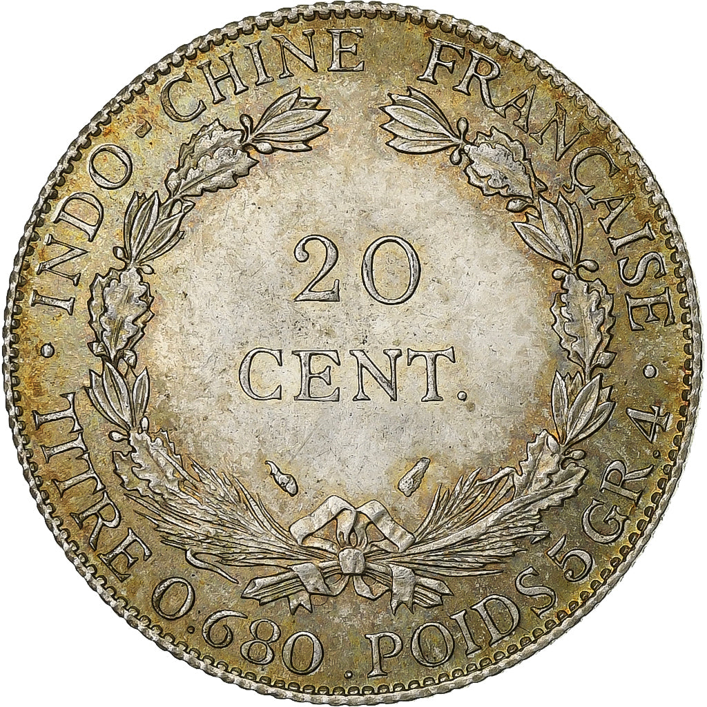 Indocia Francese, 20 Cents, 1937, Paris, Argento, SPL-, Lecompte:236, KM:17.2