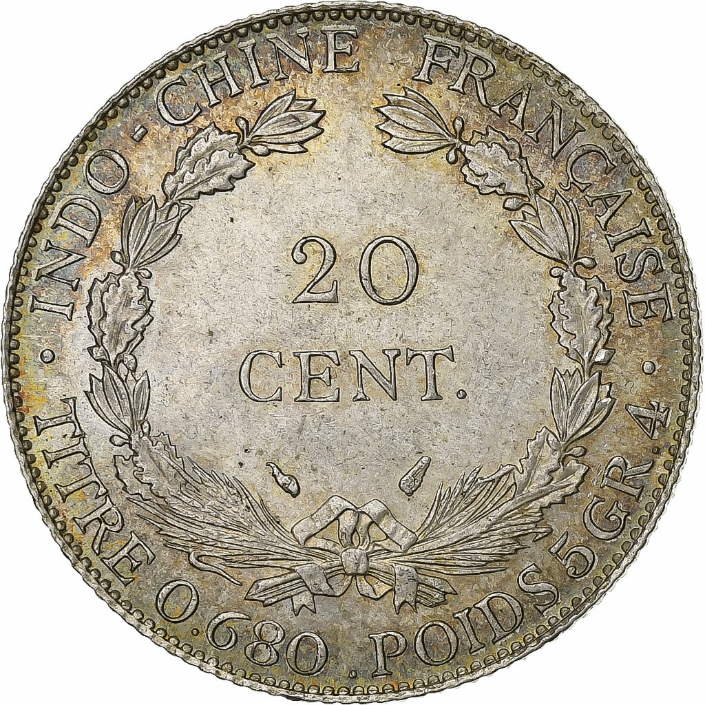 Frans Indo-China, 20 Cents, 1937, Paris, Zilver, PR, Lecompte:236, KM:17.2