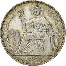 French Indo-China, 20 Cents, 1937, Paris, Silver, AU(55-58), Lecompte:236