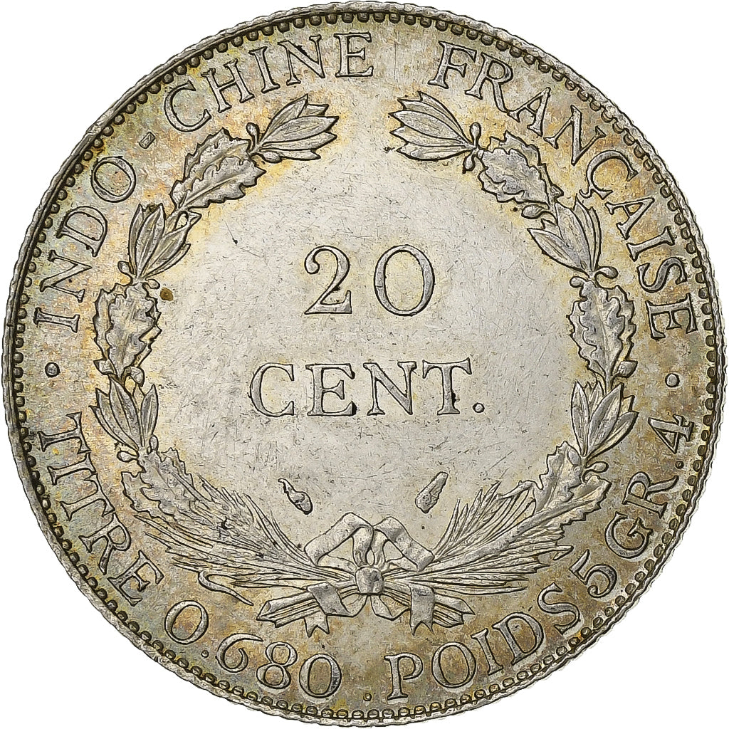 Indochine française, 20 Cents, 1937, Paris, Argent, SUP, Lecompte:236, KM:17.2