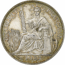 French Indo-China, 20 Cents, 1937, Paris, Silver, AU(55-58), Lecompte:236