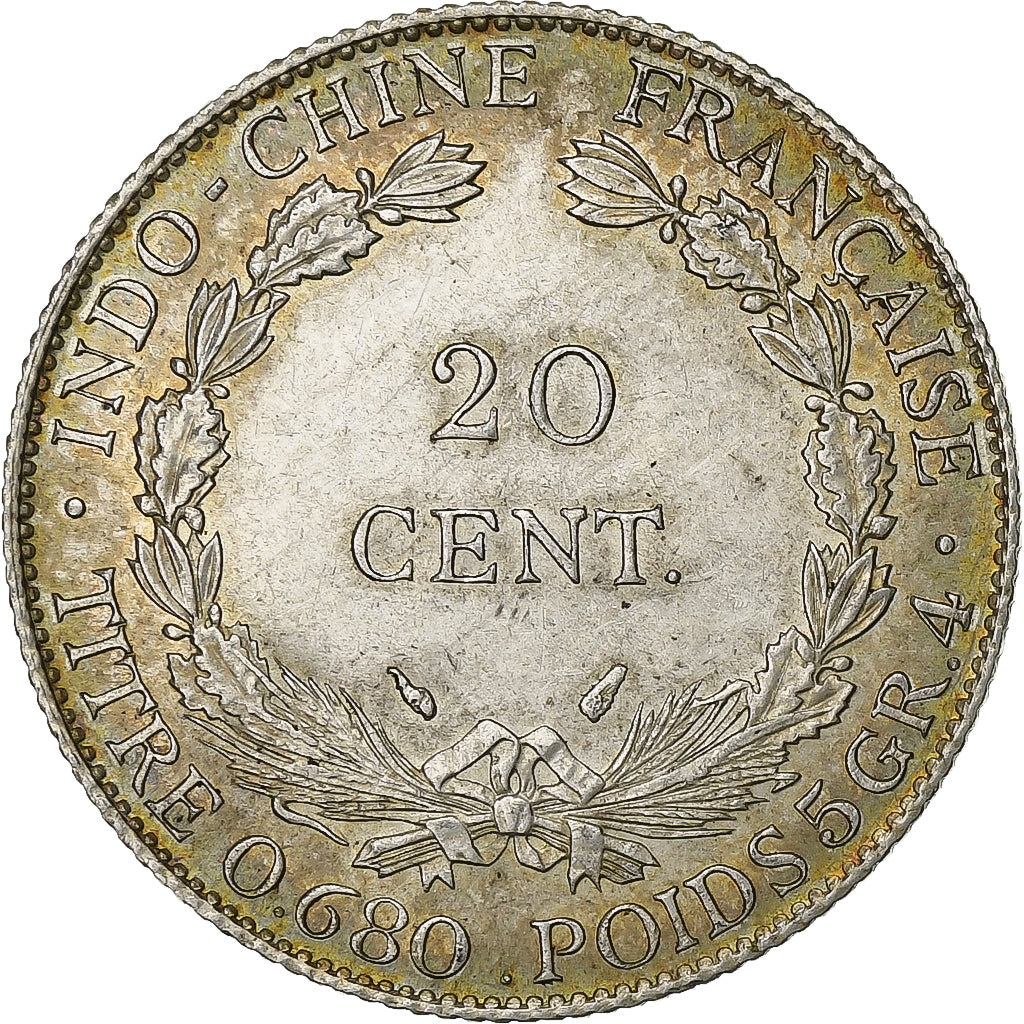 Indochine française, 20 Cents, 1937, Paris, Argent, SUP, Lecompte:236, KM:17.2