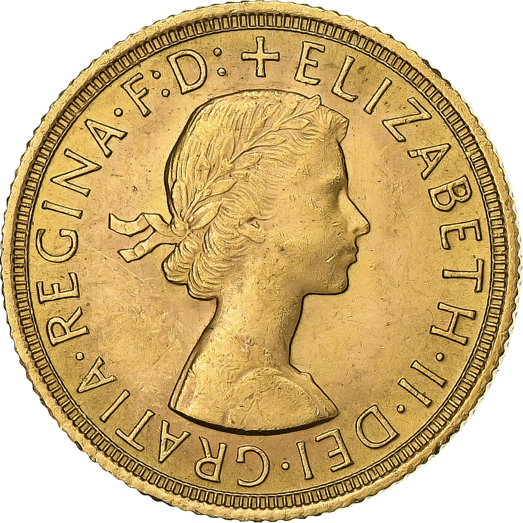 Gran Bretaña, Elizabeth II, Sovereign, 1958, Oro, EBC, KM:908