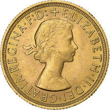 Gran Bretaña, Elizabeth II, Sovereign, 1958, Oro, EBC, KM:908
