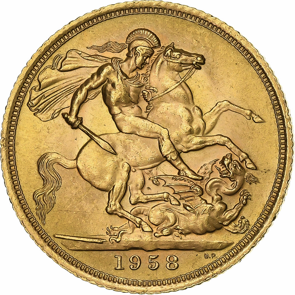 Gran Bretaña, Elizabeth II, Sovereign, 1958, Oro, EBC, KM:908