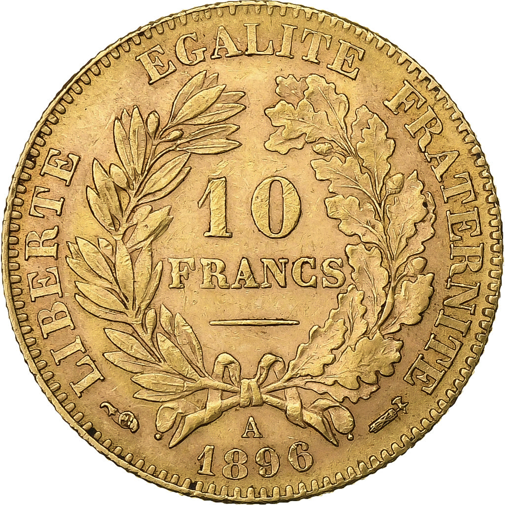 Frankrijk, 10 Francs, Cérès, 1896, Paris, Goud, PR, Gadoury:1016, KM:830