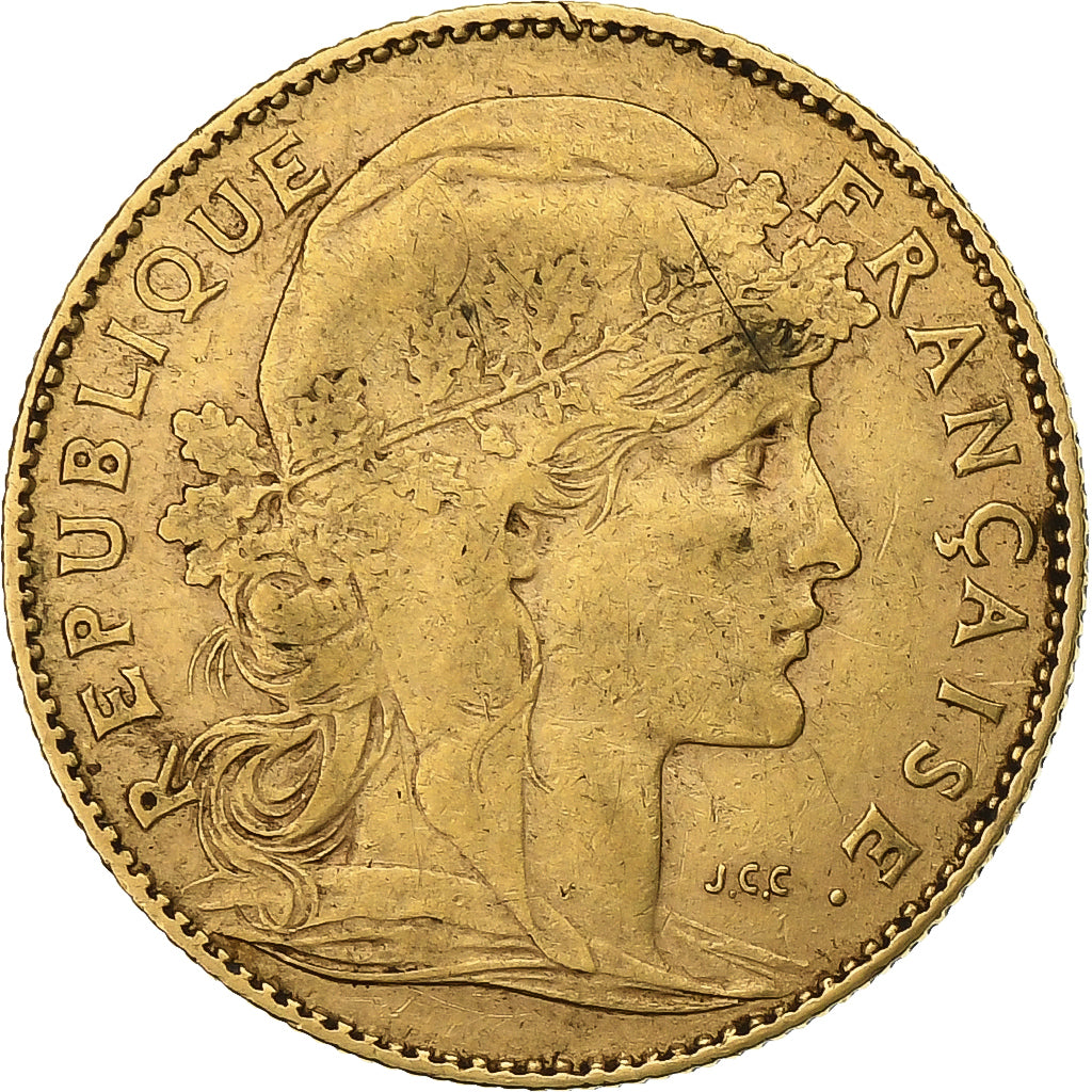 France, 10 Francs, Marianne, 1899, Paris, Gold, VF(30-35), Gadoury:1017, KM:846
