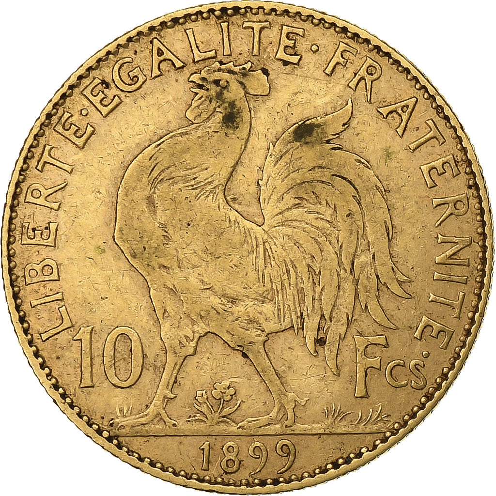France, 10 Francs, Marianne, 1899, Paris, Gold, VF(30-35), Gadoury:1017, KM:846