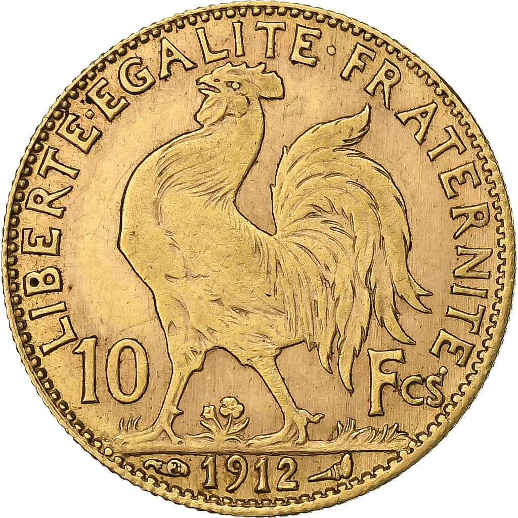 Francia, 10 Francs, Marianne, 1912, Paris, Oro, MBC, Gadoury:1017, KM:846