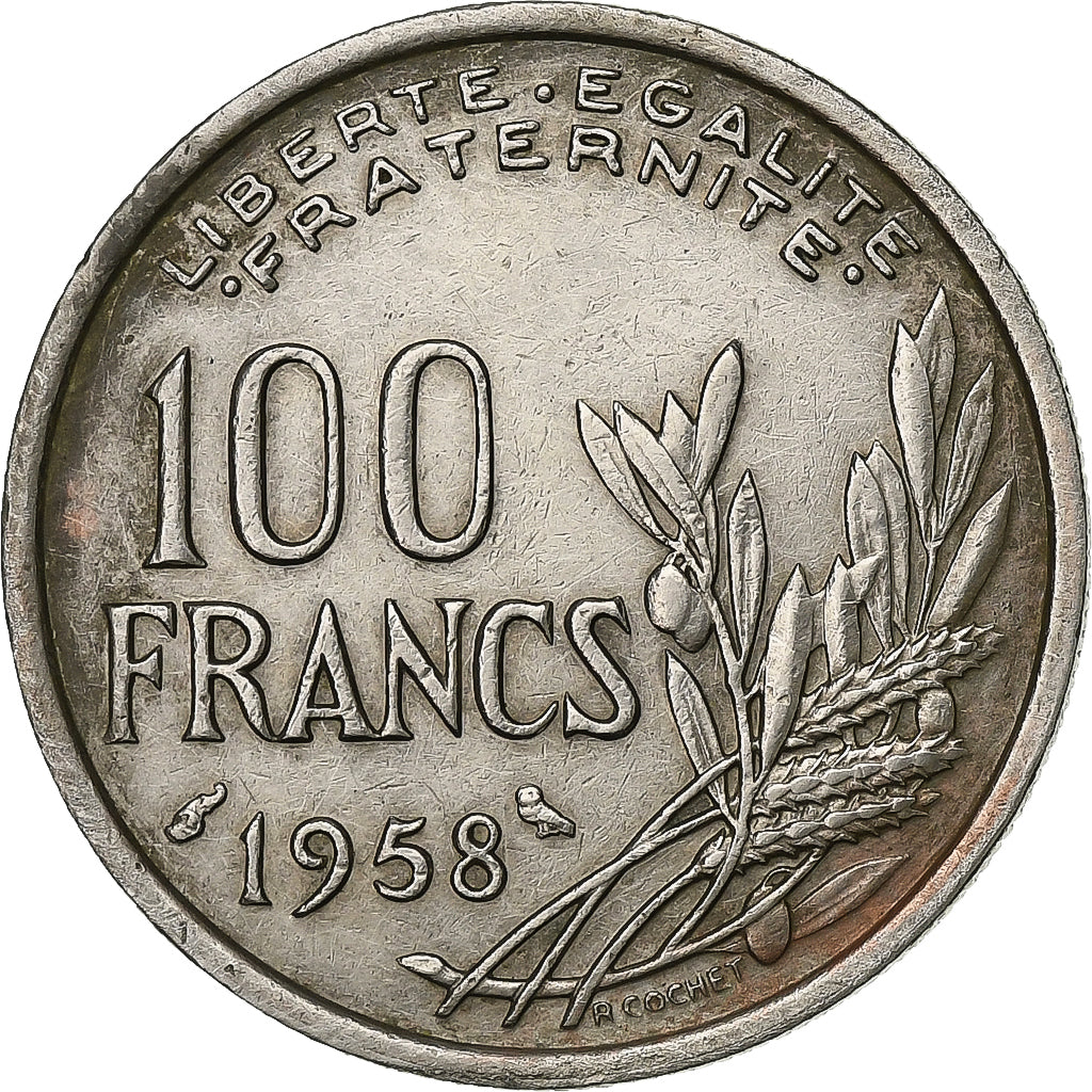 Francia, 100 Francs, Cochet, 1958, Paris, Chouette, Rame-nichel, BB