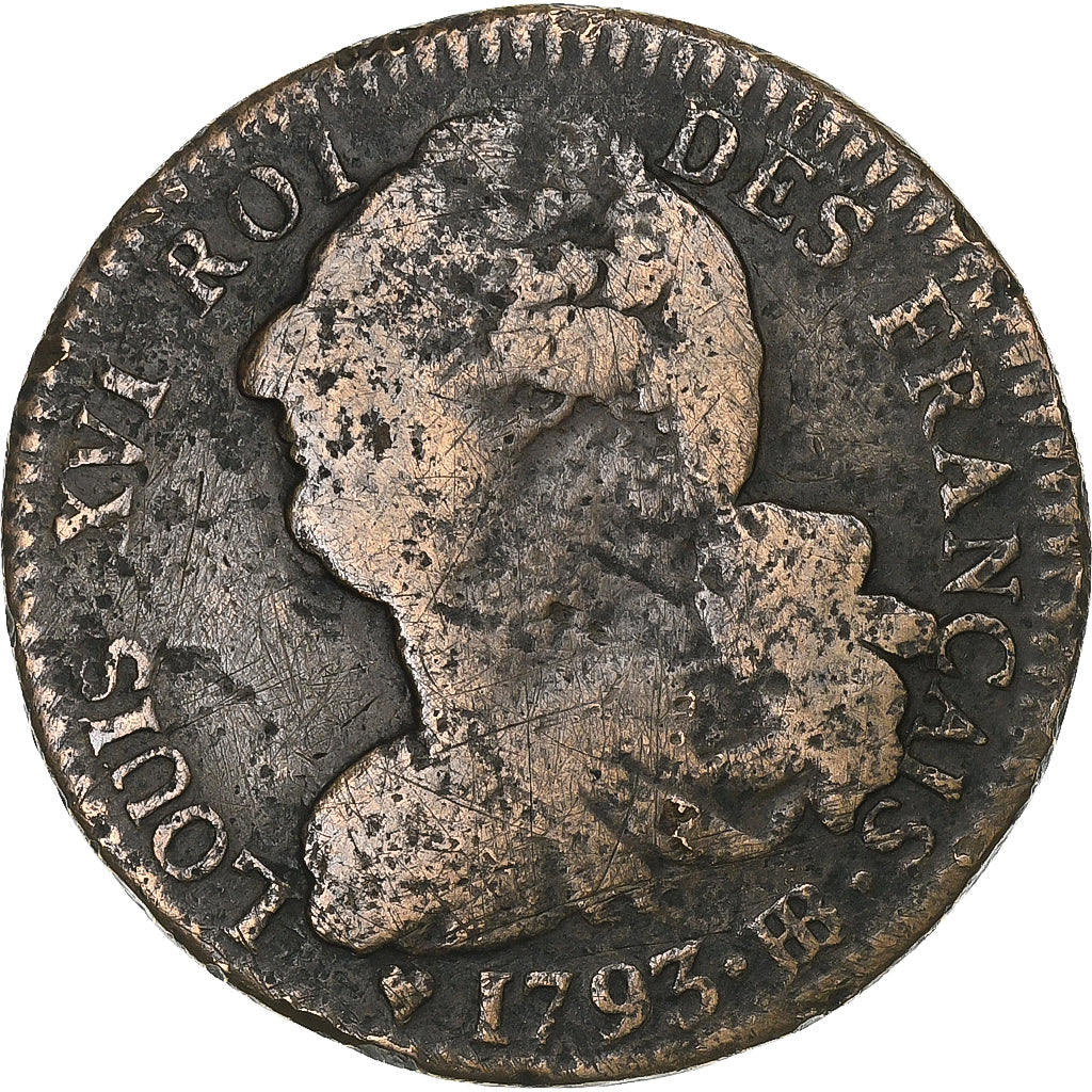 Francia, Louis XVI, 2 Sols, 2 sols français, 1793 - An 5, Strasbourg