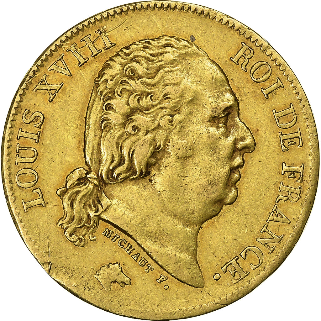 Francia, Louis XVIII, 40 Francs, 1817, Paris, Oro, MB+, Gadoury:1092, KM:713.1