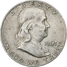 United States, Half Dollar, Franklin, 1963, U.S. Mint, Silver, EF(40-45), KM:199
