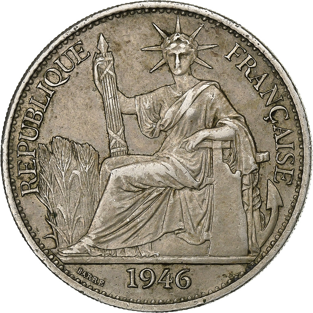 French Indo-China, 50 Cents, 1946, Paris, Copper-nickel, EF(40-45)