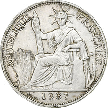 French Indo-China, 20 Cents, 1937, Paris, Silver, EF(40-45), Lecompte:236