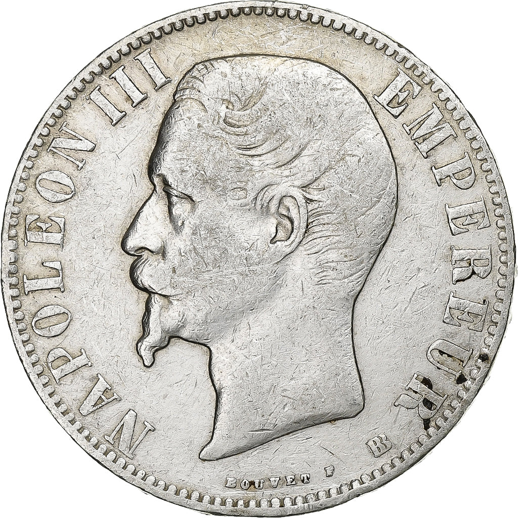 France, Napoleon III, 5 Francs, 1855, Strasbourg, Silver, VF(20-25)