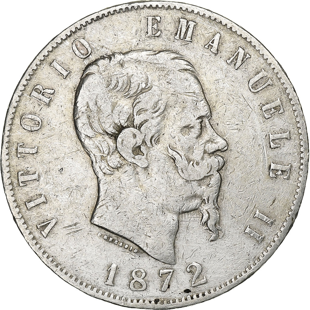 Italy, Vittorio Emanuele II, 5 Lire, 1872, Milan, Silver, VF(30-35), KM:8.3