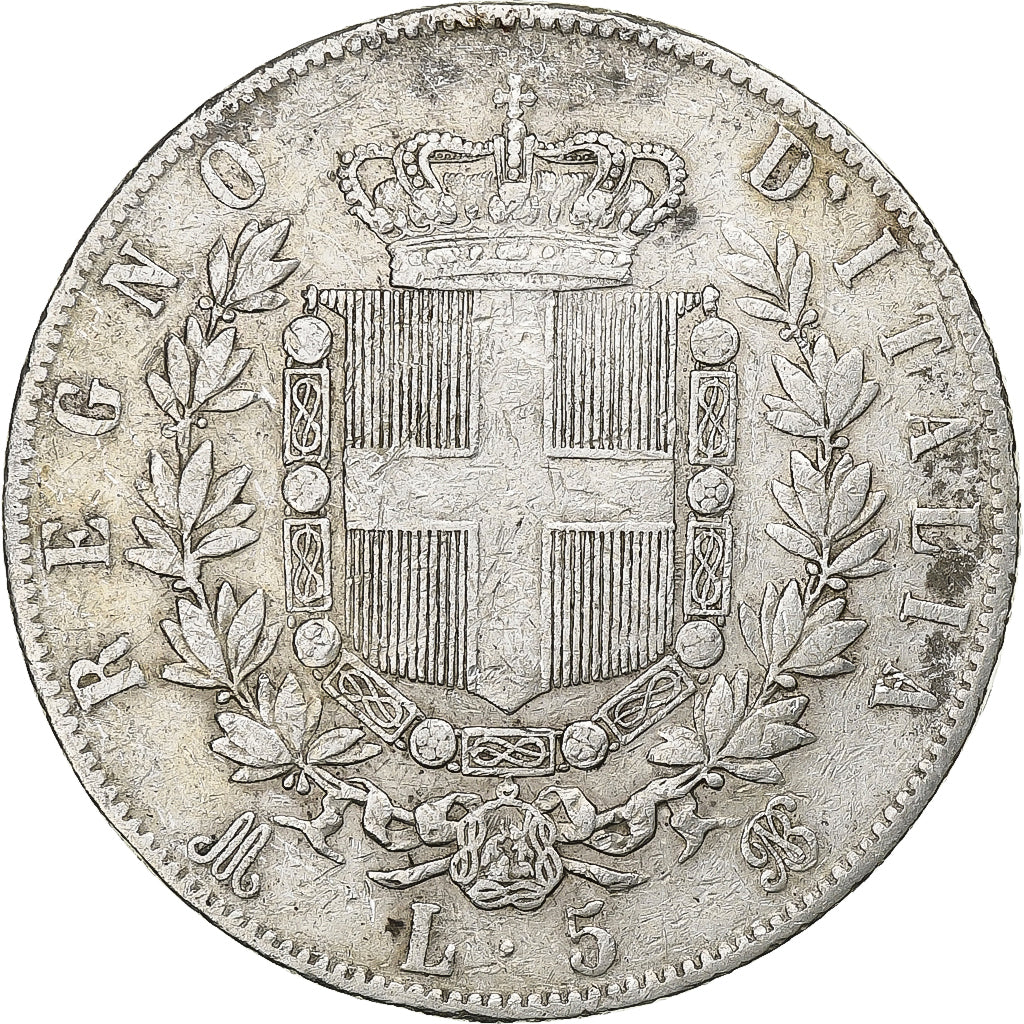Italy, Vittorio Emanuele II, 5 Lire, 1872, Milan, Silver, VF(30-35), KM:8.3