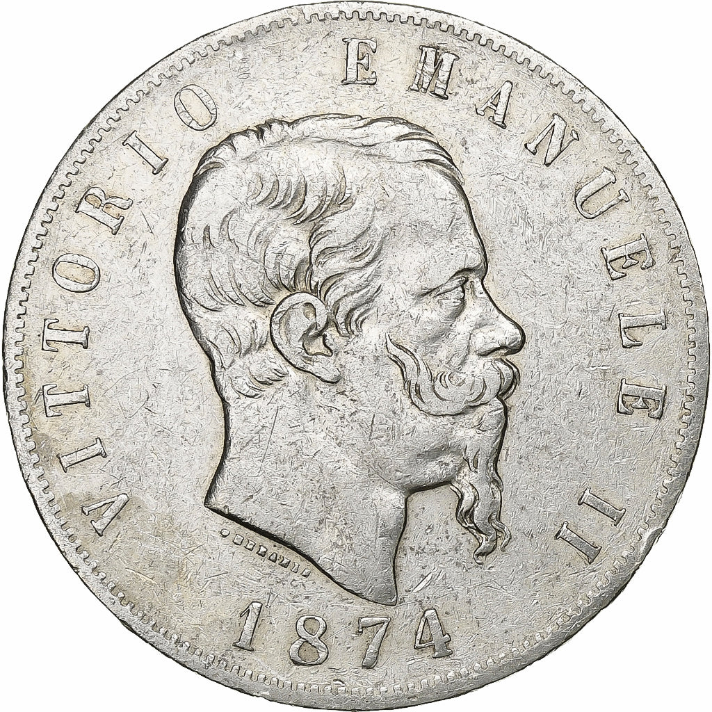 Italië, Vittorio Emanuele II, 5 Lire, 1874, Milan, Zilver, ZF, KM:8.3