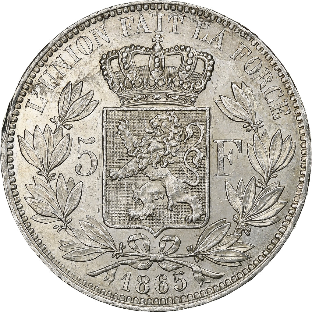 Belgien, Leopold I, 5 Francs, 5 Frank, 1865, Silber, VZ, KM:17