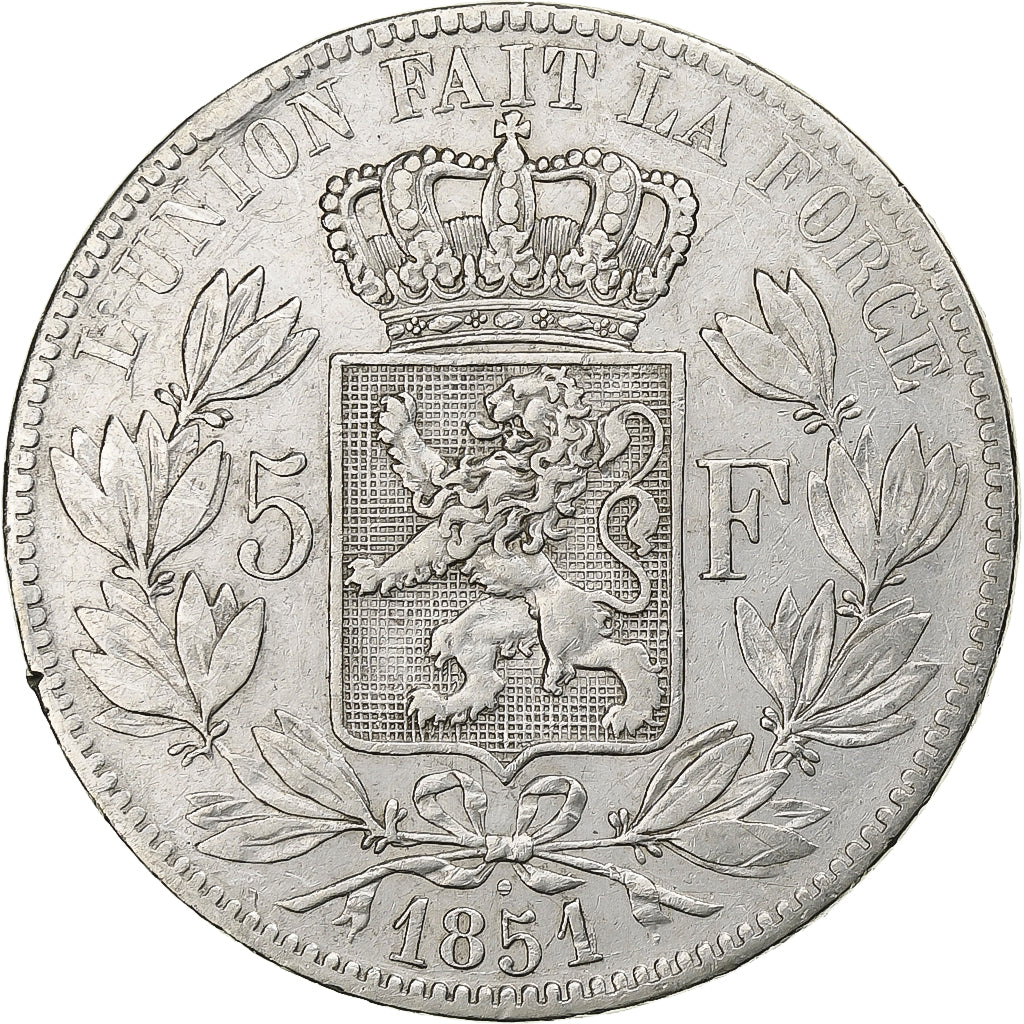 Belgium, Leopold I, 5 Francs, 5 Frank, 1851, Silver, VF(30-35), KM:17