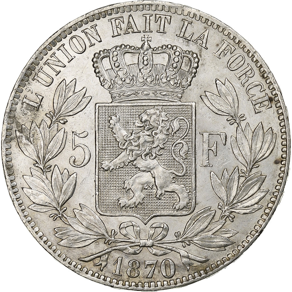 Belgium, Leopold II, 5 Francs, 5 Frank, 1870, Silver, EF(40-45), KM:24