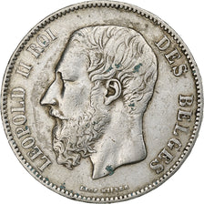 België, Leopold II, 5 Francs, 5 Frank, 1876, Zilver, ZF, KM:24