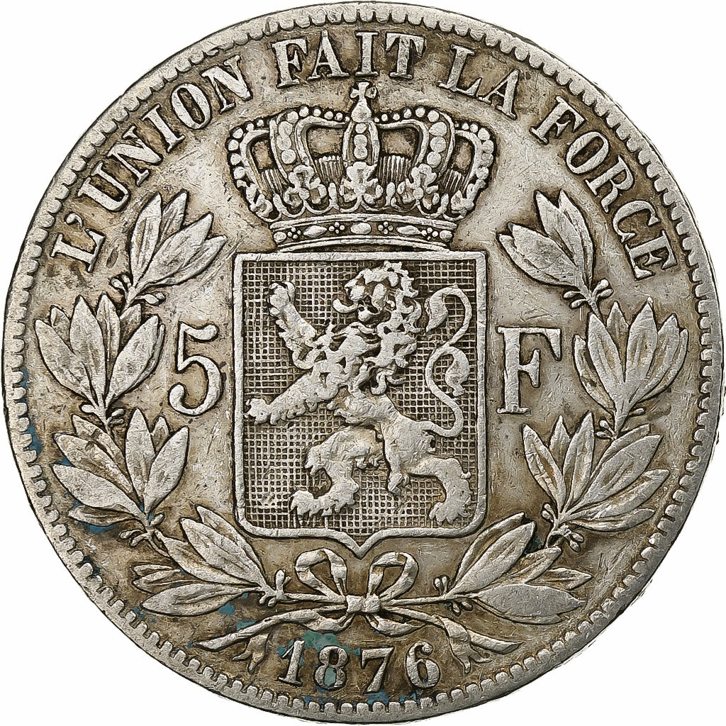 Belgium, Leopold II, 5 Francs, 5 Frank, 1876, Silver, VF(30-35), KM:24