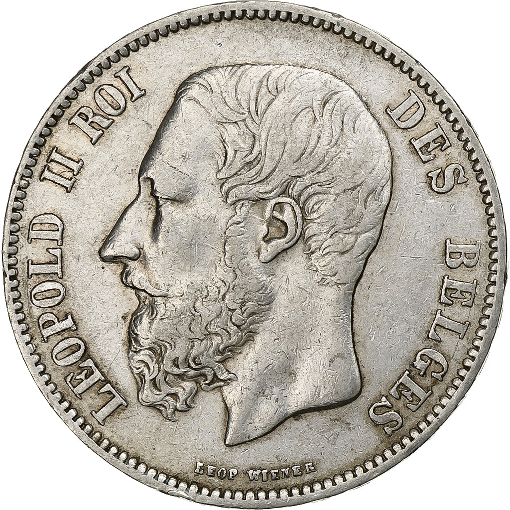 België, Leopold II, 5 Francs, 5 Frank, 1868, Zilver, ZF, KM:24