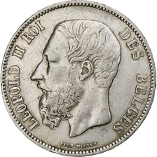 België, Leopold II, 5 Francs, 5 Frank, 1868, Zilver, ZF, KM:24
