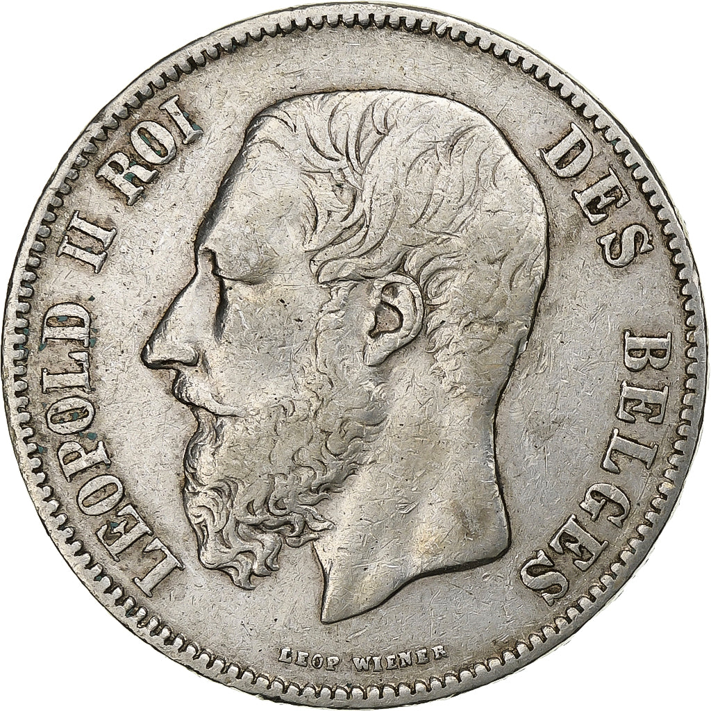 Belgium, Leopold II, 5 Francs, 5 Frank, 1869, Silver, VF(30-35), KM:24