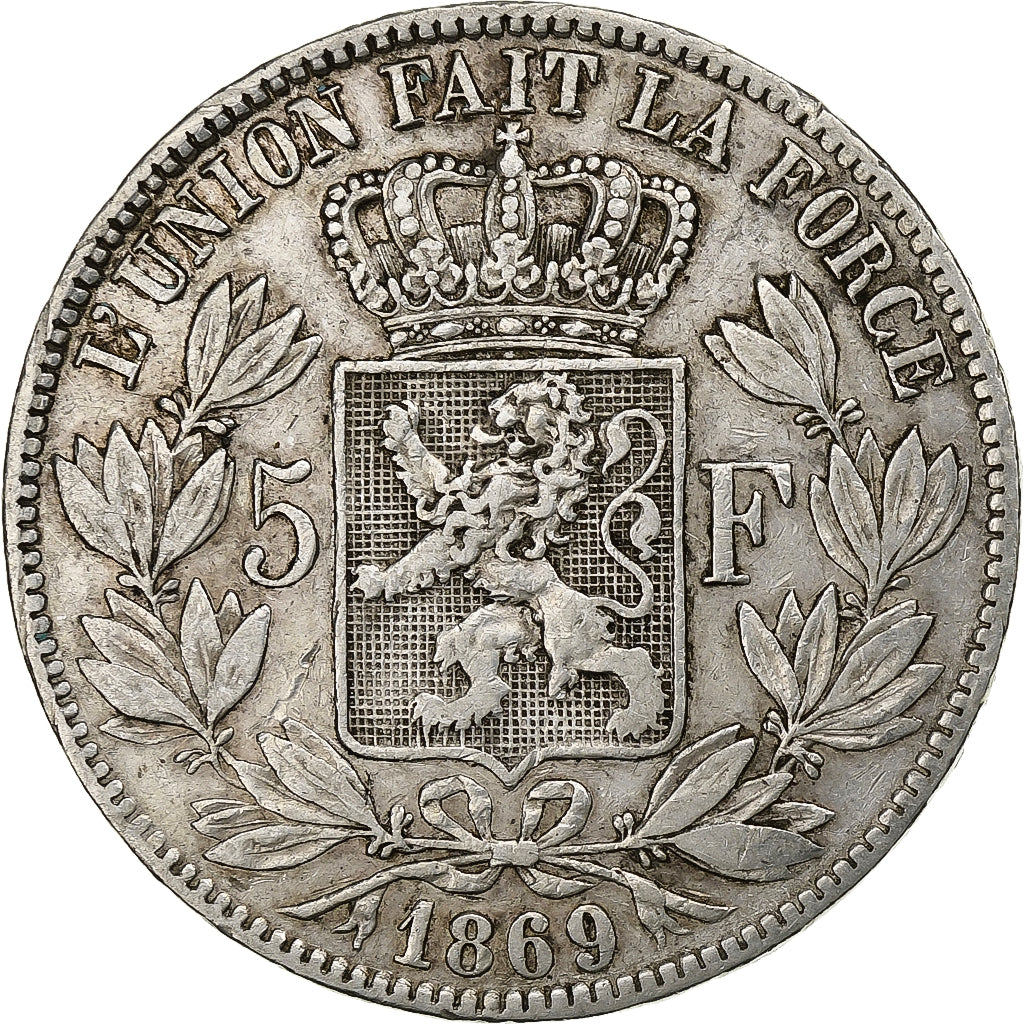 Belgium, Leopold II, 5 Francs, 5 Frank, 1869, Silver, VF(30-35), KM:24