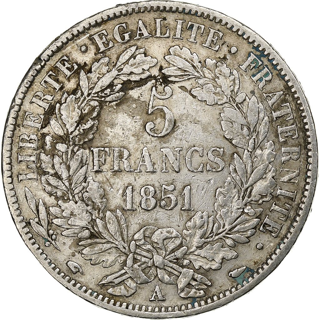 France, 5 Francs, Cérès, 1851, Paris, Silver, VF(30-35), Gadoury:719, KM:761.1