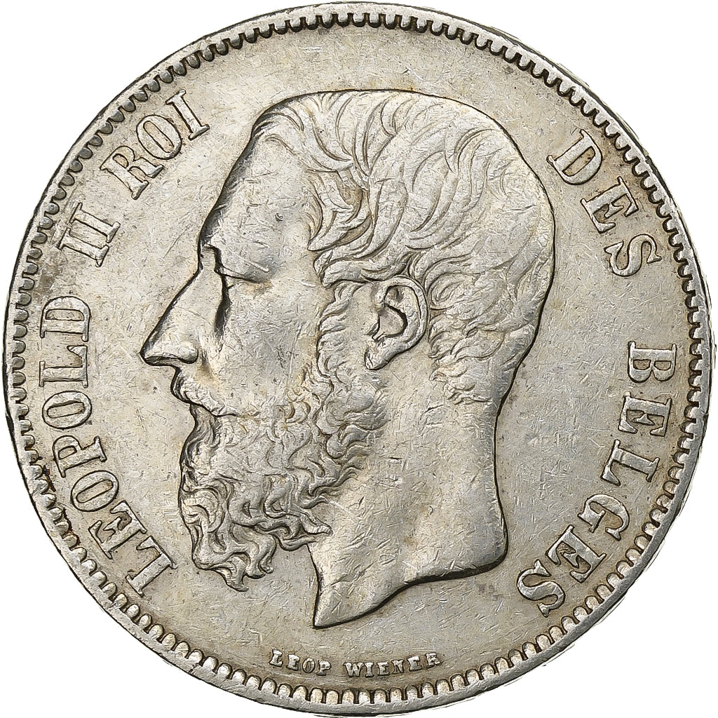 België, Leopold II, 5 Francs, 5 Frank, 1870, Zilver, ZF, KM:24