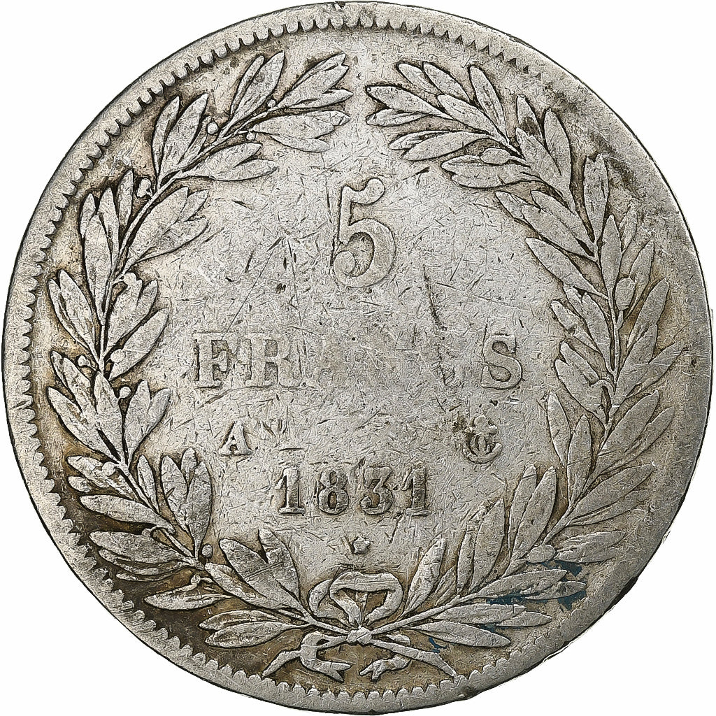 France, Louis-Philippe I, 5 Francs, 1831, Paris, Silver, VF(20-25), Gadoury:676