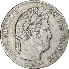 France, Louis-Philippe I, 5 Francs, 1838, Strasbourg, Silver, VF(30-35)