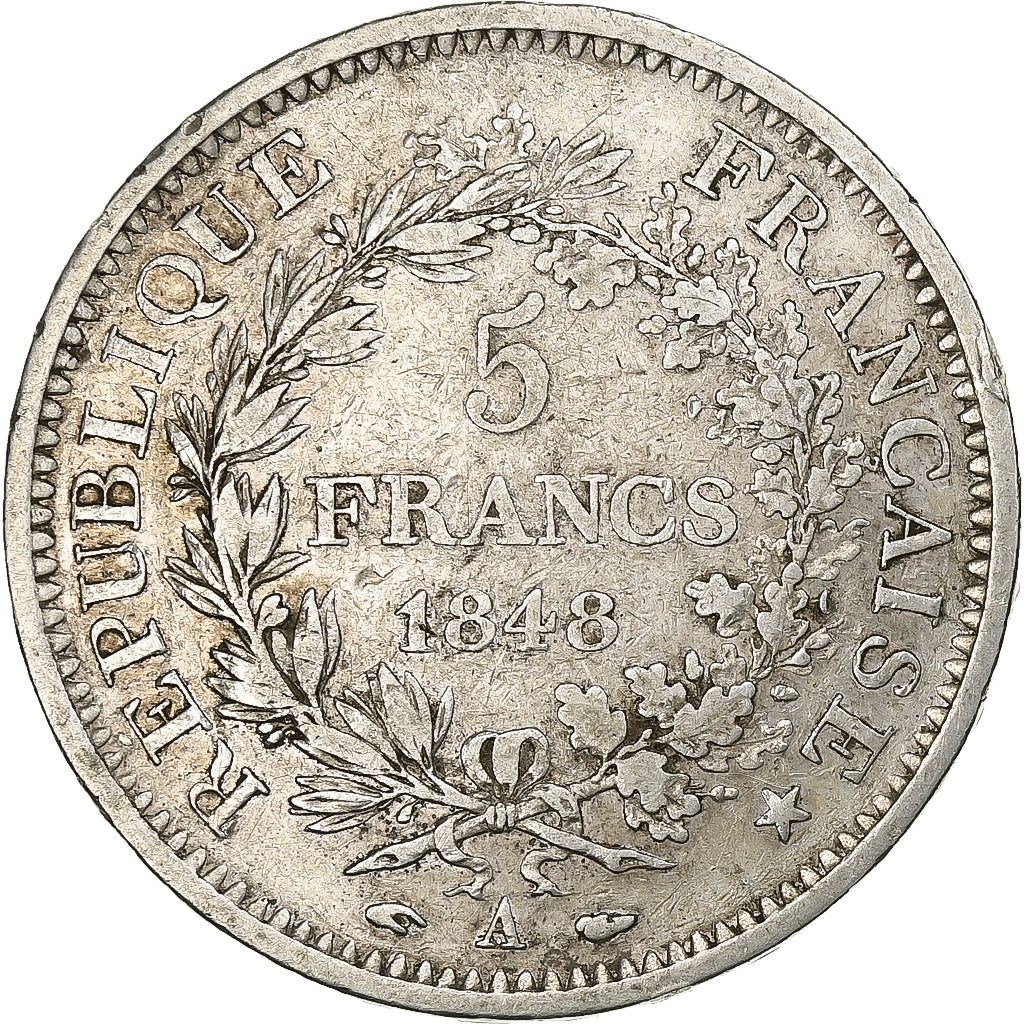 Francia, 5 Francs, Hercule, 1848, Paris, Argento, MB+, Gadoury:683, KM:756.1