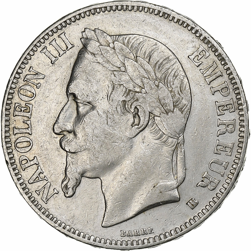 France, Napoleon III, 5 Francs, 1869, Strasbourg, Silver, EF(40-45)