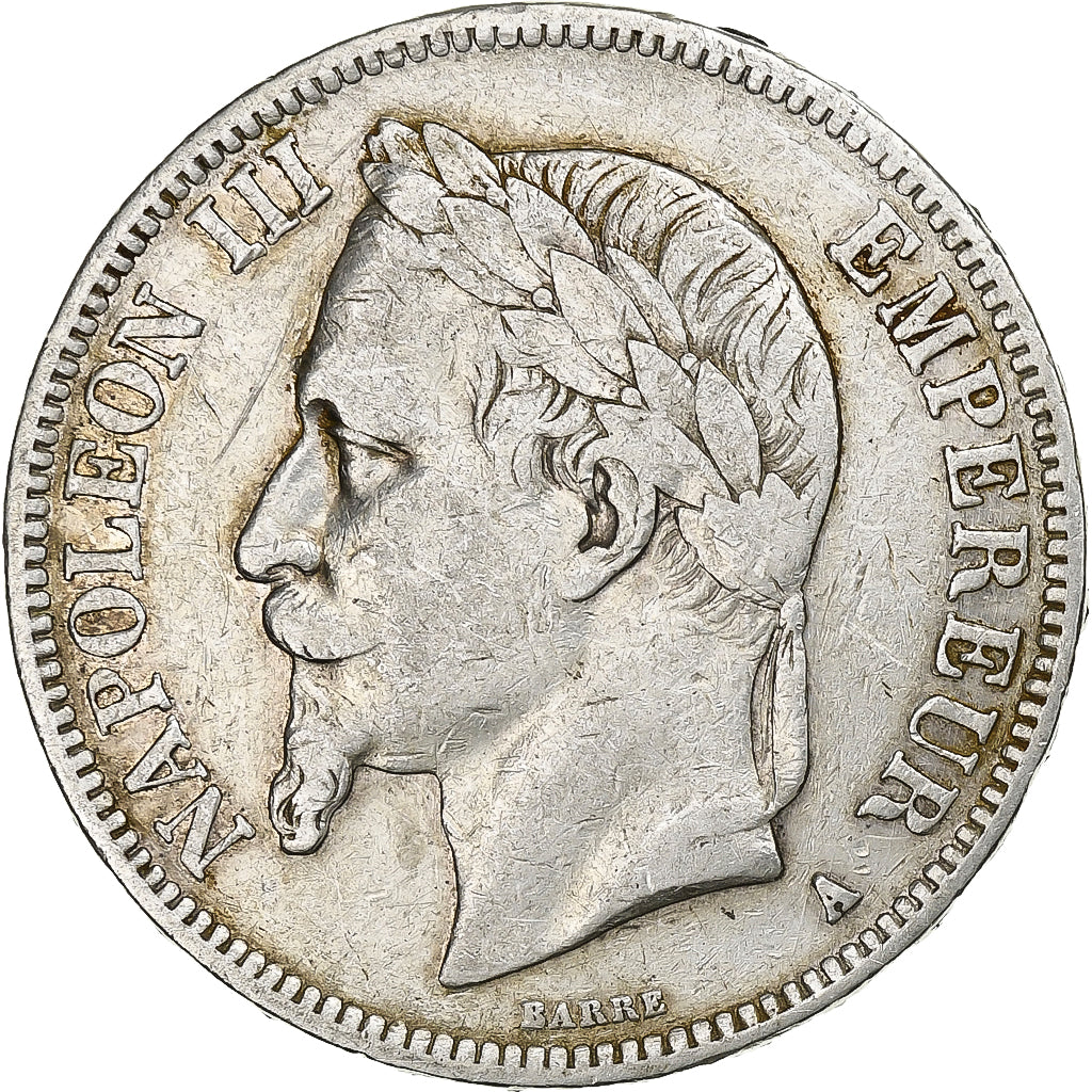 Francia, Napoleon III, 5 Francs, 1868, Paris, Argento, BB, Gadoury:739, KM:799.1