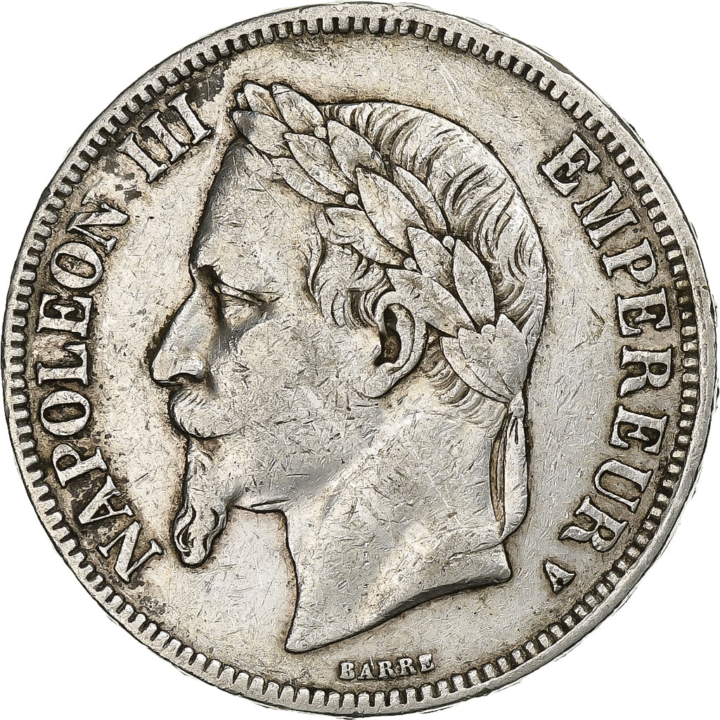 Francja, Napoleon III, 5 Francs, 1867, Paris, Srebro, EF(40-45), Gadoury:739