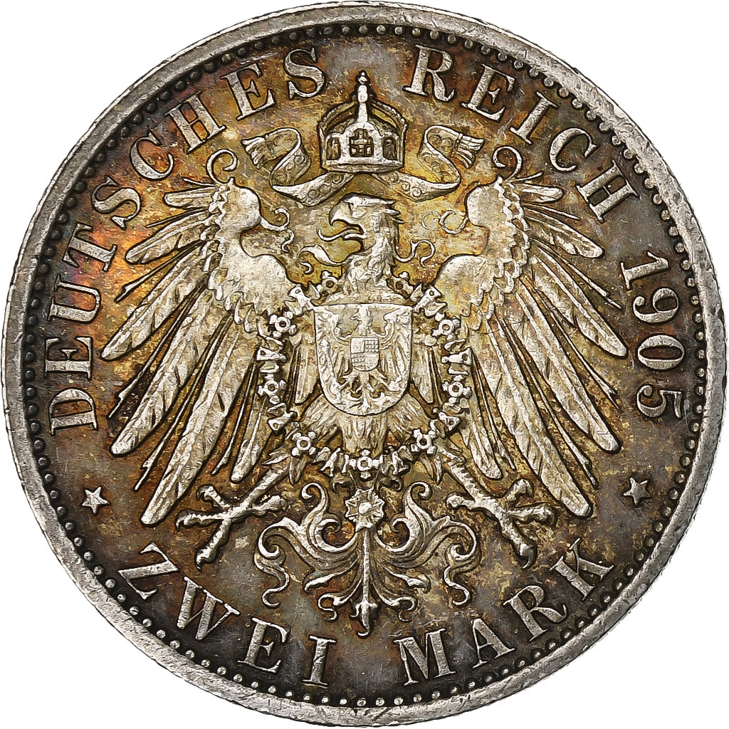 German States, PRUSSIA, Wilhelm II, 2 Mark, 1905, Berlin, Silver, AU(50-53)
