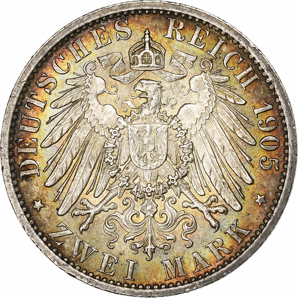 German States, PRUSSIA, Wilhelm II, 2 Mark, 1905, Berlin, Silver, AU(50-53)